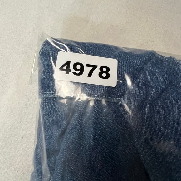 Robbie Bee Denim Jean Dress Size 14 Midi Shirt Dress Rhinestone Buttons Collared - Picture 12 of 13